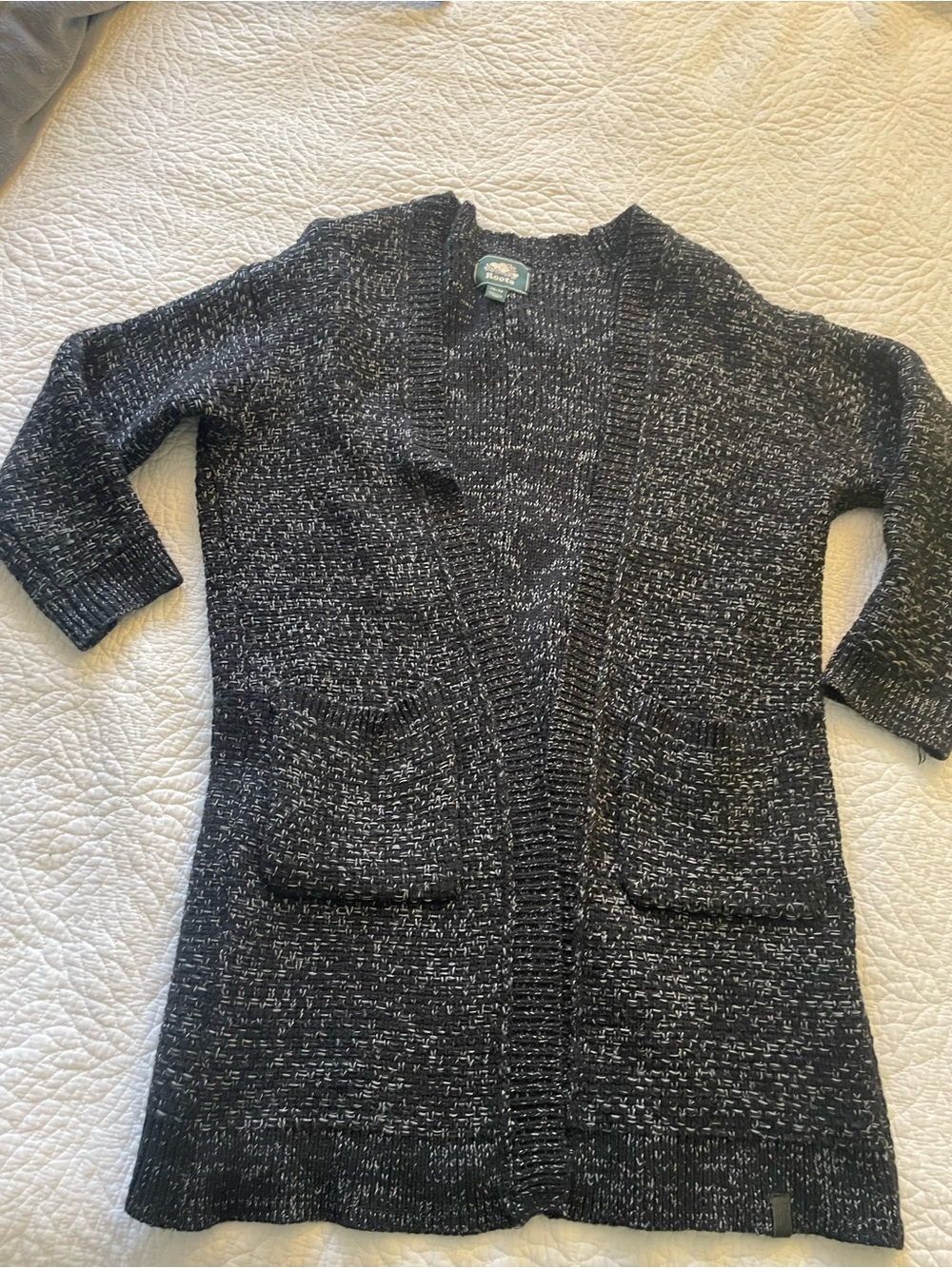 Cozy ROOTS Black & White Knit Cardigan